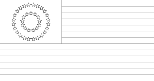 Outline of the flag of USA 37 stars (1867-1877) to color