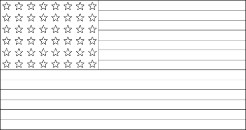 Outline of the flag of USA 48 stars (1912-1959) to color
