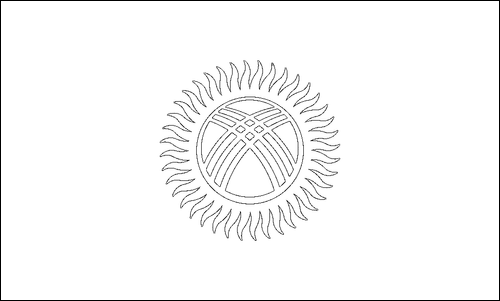 Outline of the flag of Kyrgyzstan to color