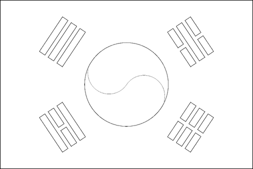 Outline of the flag of South Korea to color