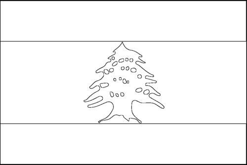 Outline of the flag of Lebanon to color