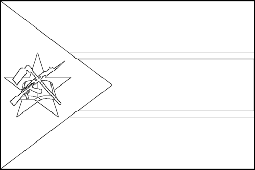 Outline of the flag of Mozambique to color