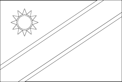 Outline of the flag of Namibia to color