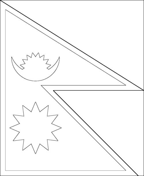 Outline of the flag of Nepal to color