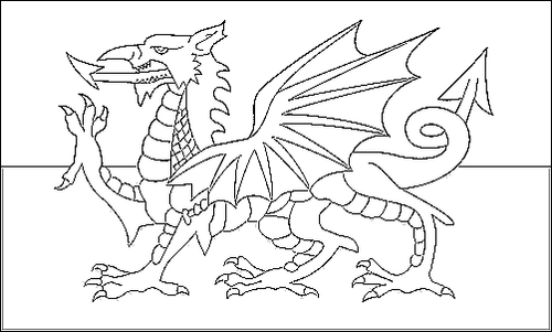 Outline of the flag of Wales to color