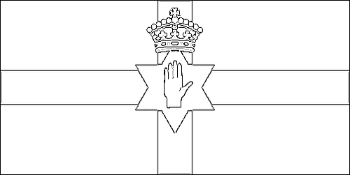 Outline of the flag of Northern Ireland to color