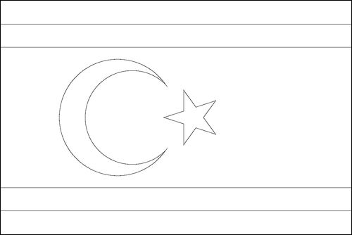 Outline of the flag of Turkish Republic Northern Cyprus to color