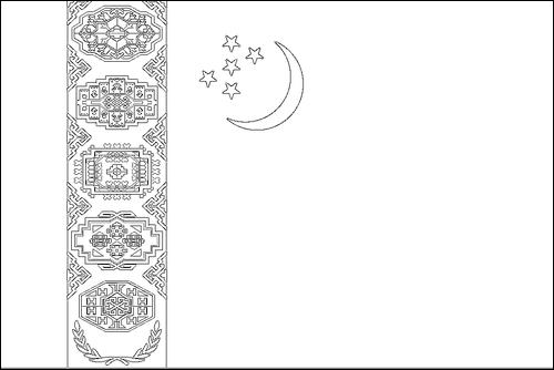 Outline of the flag of Turkmenistan to color