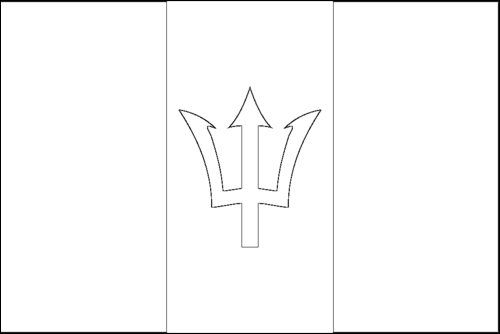Outline of the flag of Barbados to color