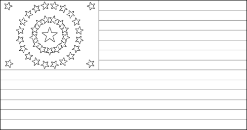 Outline of the flag of USA 38 stars (1877 - 1890) to color